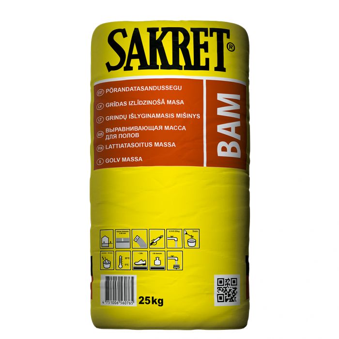 Sakret BAM – Masa grīdu izlīdzināšanai (3-40 mm), 25kg